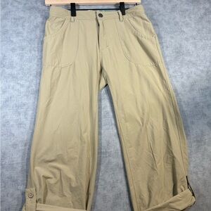 The North Face Girls L 14/16 Khaki Hiking Pants Roll Tab Cuffs Outdoor Camp